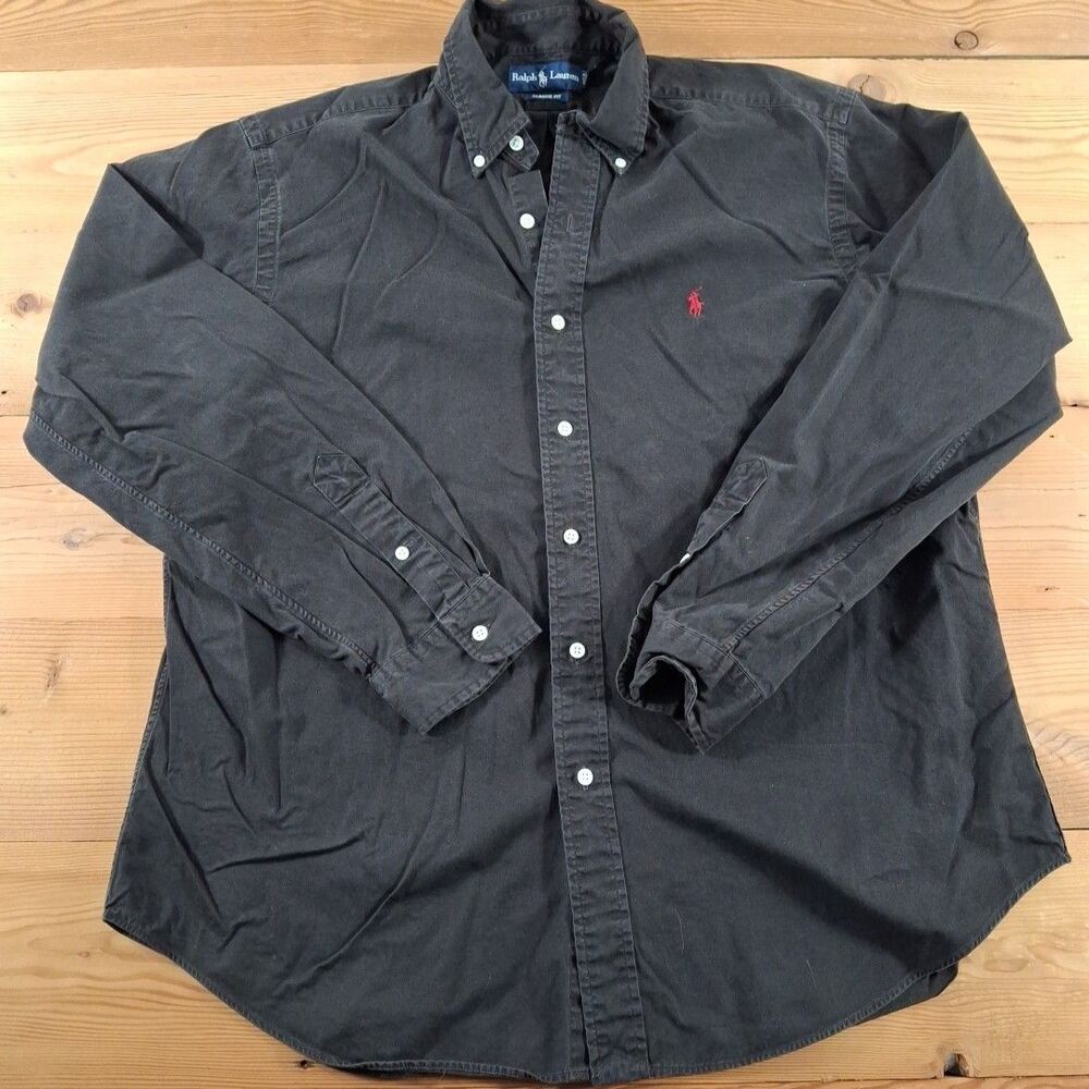 Ralph Laren Classic Fit Button Down Xl Mens Black Pony
